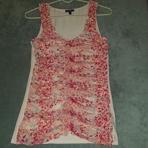 Express medium pink floral ruched tank